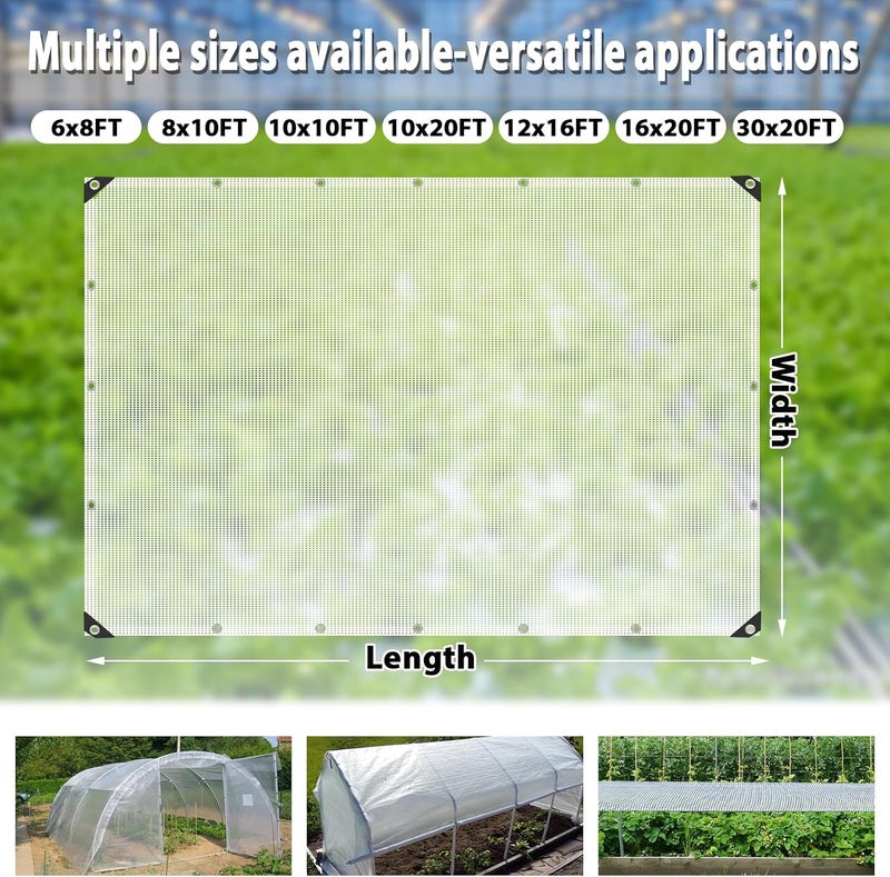 ANGAR 16 Mil Heavy Duty Clear Greenhouse Tarp, 10x10FT Waterproof Clear Tarps with Grommets, UV Resistant Greenhouse Replacement Poly Cover, for Gardening, Farming, Chicken Coops, Canopy,Outdoor - Image 4